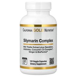 캘리포니아 골드 뉴트리션 California Gold Nutrition, 실리마린 복합체, 민들레, 아티초크, Curcumin C3 Complex, 생강 및 BioPerine 함유 밀크시슬 추출물, 베지 캡슐 120정