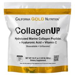 캘리포니아 골드 뉴트리션 California Gold Nutrition, CollagenUP®, 가수분해 해양 콜라겐 펩타이드, 히알루론산 및 비타민C 함유, 무맛, 464g(1.02lb)
