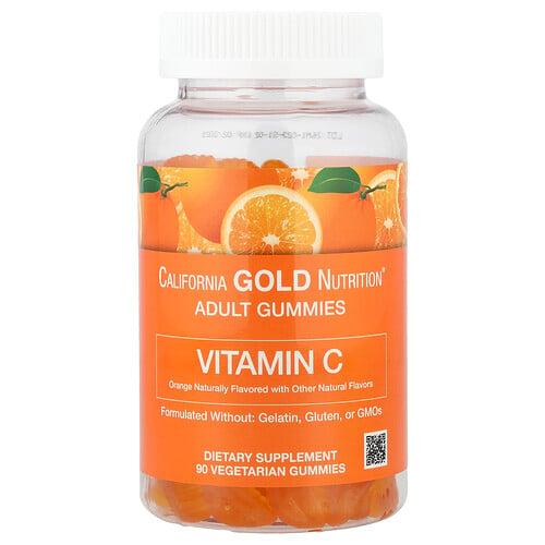 캘리포니아 골드 뉴트리션 California Gold Nutrition, 비타민C 구미젤리, 100% 베타카로틴에서 추출한 비타민A 함유, 오렌지맛, 식물성 구미젤리 90개 상품 이미지