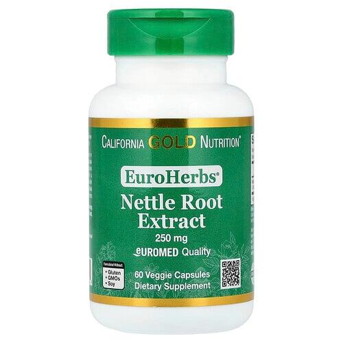 캘리포니아 골드 뉴트리션 California Gold Nutrition, EuroHerbs®, 쐐기풀 뿌리추출물, EuroMed 품질, 250mg, 베지 캡슐 60정 상품 이미지