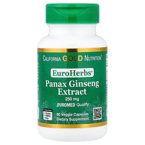 캘리포니아 골드 뉴트리션 California Gold Nutrition, EuroHerbs®, 인삼 추출물, EuroMed 품질, 250mg, 베지 캡슐 60정 상품 이미지