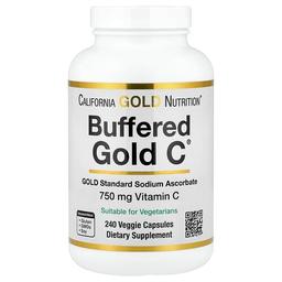 캘리포니아 골드 뉴트리션 California Gold Nutrition, Buffered Gold C®, 골드 스탠더드 아스코르브산나트륨(비타민C), 베지 캡슐 240정