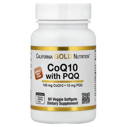 캘리포니아 골드 뉴트리션 California Gold Nutrition, CoQ10, PQQ, 유비퀴논 USP 함유, 해바라기 레시틴이 함유된 타피오카 베지 소프트젤, 100mg, 베지 소프트젤 60정