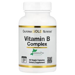 캘리포니아 골드 뉴트리션 California Gold Nutrition, 비타민B 복합체, 엽산, 비오틴, 판토텐산, 비타민B6 함유, 베지 캡슐 60정