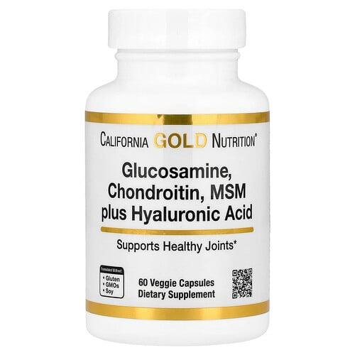 캘리포니아 골드 뉴트리션 California Gold Nutrition, 글루코사민 콘드로이틴, MSM, 히알루론산, 베지 캡슐 60정