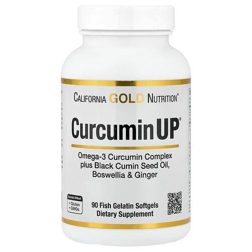 캘리포니아 골드 뉴트리션 California Gold Nutrition, CurcuminUP™ 오메가3 커큐민 복합체, 블랙 커민 씨오일, 보스웰리아, 생강 함유, 피쉬 젤라틴 소프트젤 90정 상품 이미지