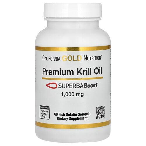 캘리포니아 골드 뉴트리션 California Gold Nutrition, 프리미엄 크릴 오일, SUPERBABoost 함유, 1,000mg, 피쉬 젤라틴 소프트젤 60정