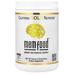 캘리포니아 골드 뉴트리션 California Gold Nutrition, MEM Food®, 기억력 및 인지력 강화, MEM 혼합물, L-세린, 유기농 노루궁뎅이버섯, 블루베리즙 분말 함유, 510g(1.12lb)