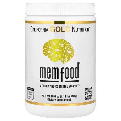 캘리포니아 골드 뉴트리션 California Gold Nutrition, MEM Food®, 기억력 및 인지력 강화, MEM 혼합물, L-세린, 유기농 노루궁뎅이버섯, 블루베리즙 분말 함유, 510g(1.12lb)