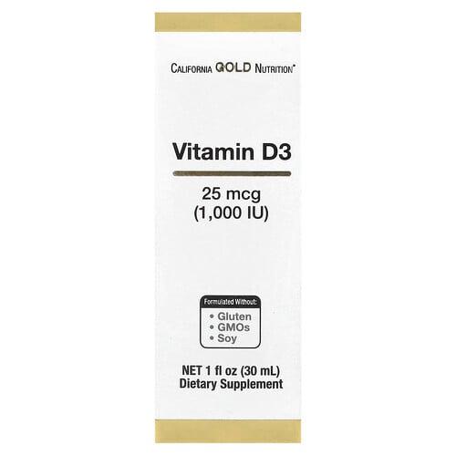 캘리포니아 골드 뉴트리션 California Gold Nutrition, 비타민D3, 25mcg(1,000IU), 30ml(1fl oz)