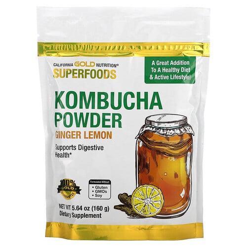 캘리포니아 골드 뉴트리션 California Gold Nutrition, 슈퍼 푸드, 콤부차 분말, 생강 레몬 맛, 160g(5.64oz) 상품 이미지