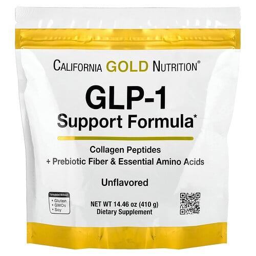 캘리포니아 골드 뉴트리션 California Gold Nutrition, GLP-1 지원 포뮬라, 콜라겐 펩타이드, 프리바이오틱 섬유소 및 필수 아미노산 함유, 무맛, 410g(14.46oz)