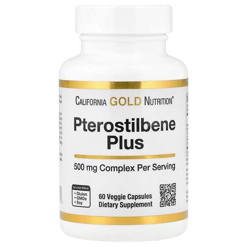 캘리포니아 골드 뉴트리션 California Gold Nutrition, 프테로스틸벤 플러스, 야생 블루베리 분말 함유, 베지 캡슐 60정