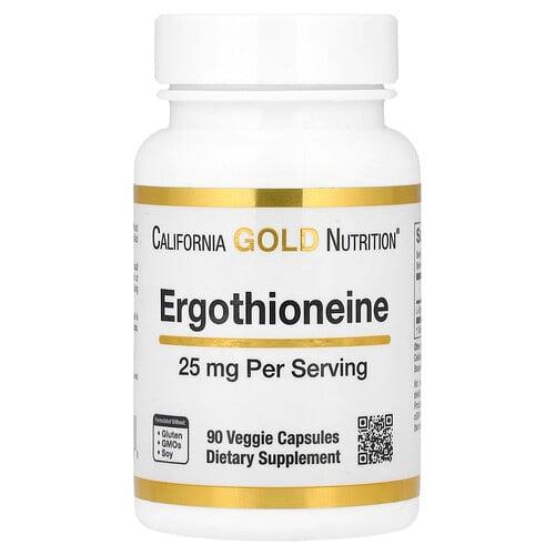 캘리포니아 골드 뉴트리션 California Gold Nutrition, 에르고티오네인, 25mg, 베지 캡슐 90정
