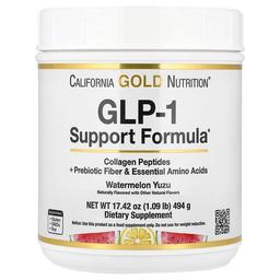 캘리포니아 골드 뉴트리션 California Gold Nutrition, 콜라겐 펩타이드, 프리바이오틱 섬유소 및 필수 아미노산 함유 GLP-1 지원 포뮬라, 수박 및 유자 맛, 494g(1.09lb)
