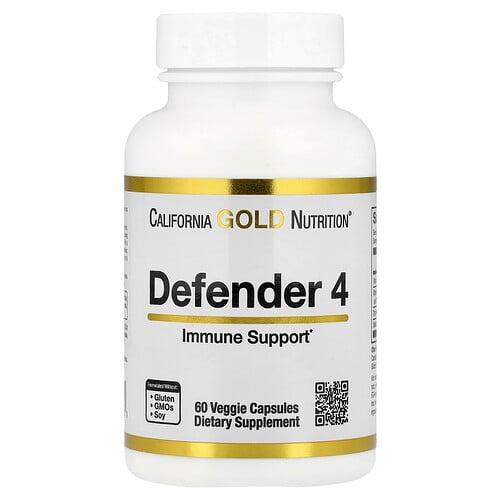 캘리포니아 골드 뉴트리션 California Gold Nutrition, 디펜더 4, 비타민C, 비타민D, 아연 및 셀레늄 함유, 베지 캡슐 60정 상품 이미지