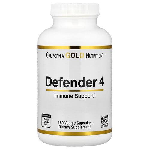 캘리포니아 골드 뉴트리션 California Gold Nutrition, 디펜더 4, 비타민C, 비타민D, 아연 및 셀레늄 함유, 베지 캡슐 180정