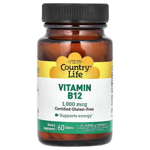 컨츄리 라이프 Country Life, 비타민B12, 1,000 mcg, 60정