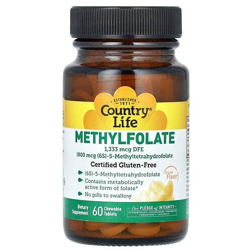 컨츄리 라이프 Country Life, 메틸엽산, 오렌지 맛, 1,333mcg DFE, 츄어블 정제 60정