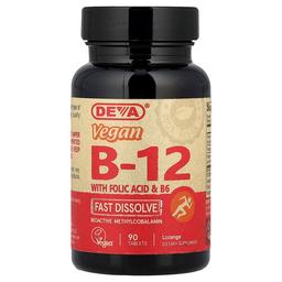 데바 Deva, 엽산 및 B6 함유 비건 B12, 속효성, 90정