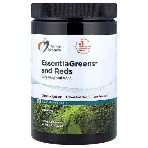 디자인 포 헬스 Designs For Health, EssentiaGreens™ 및 Reds, 무맛, 270g(9.5oz) 상품 이미지