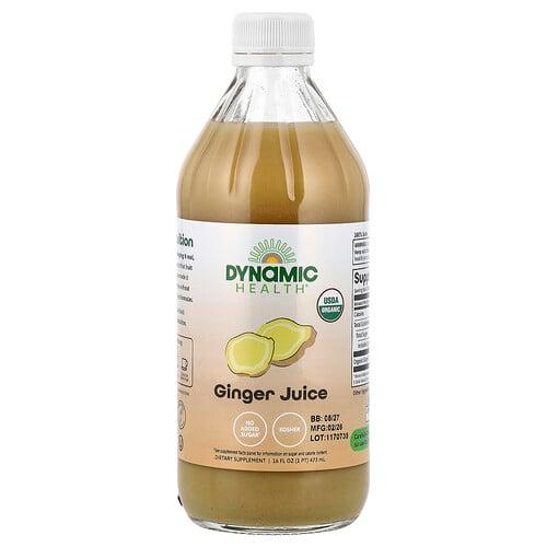 다이나믹 헬스 래보래토리즈 Dynamic Health, 유기농 인증 생강, 100% 즙, 무가당, 16 fl oz(473 ml)