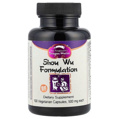 드래곤 허브 Dragon Herbs, Shou Wu Formulation, 500mg, 식물성 캡슐 100정