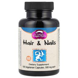 드래곤 허브 Dragon Herbs, 모발 및 손톱용 보충제, 500mg, 베지 캡슐 100정