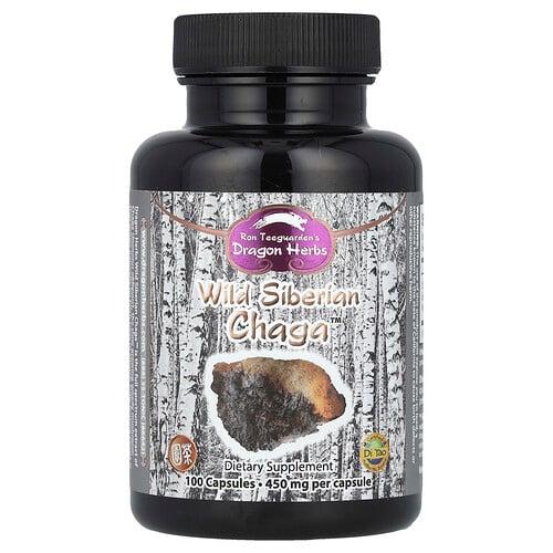 드래곤 허브 Dragon Herbs, Wild Siberian Chaga™, 450mg, 캡슐 100정