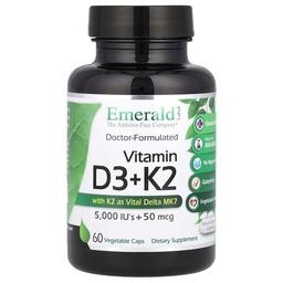 에메랄드 래보래토리즈 Emerald Laboratories, 비타민D3 + K2, 베지 캡슐 60정