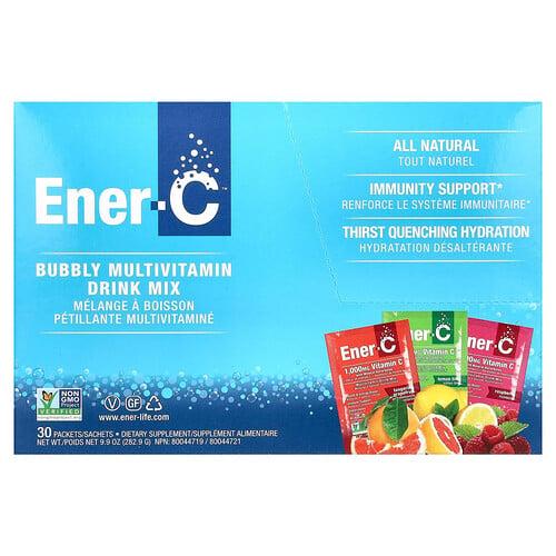 이너 C Ener-C, 버블리 종합비타민 드링크 믹스, 버라이어티 팩, 1,000mg, 30팩, 282.9g(9.9oz) 상품 이미지