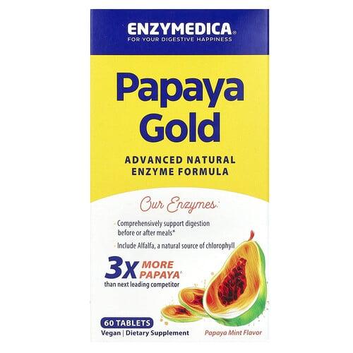 엔자이메디카 Enzymedica, Papaya Gold, 파파야 민트, 60정