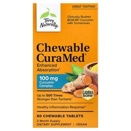 테리 내추럴리 Terry Naturally, CuraMed, 흡수력 강화 커큐민, 100mg, 츄어블 정 60정