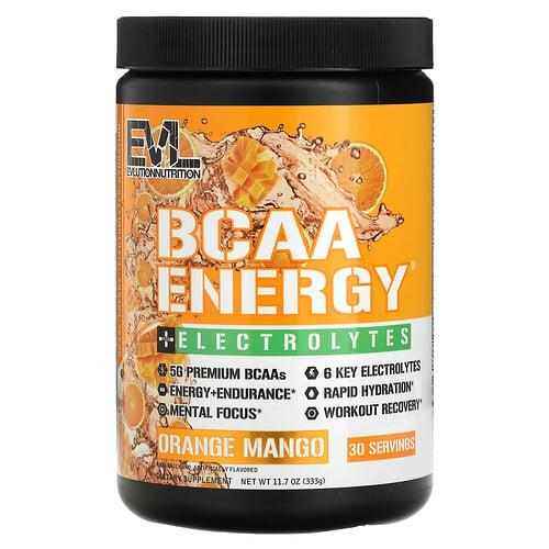 이보루션 뉴트리션 EVLution Nutrition, BCAA 에너지 플러스 전해질, 오렌지 망고 맛, 333g(11.7oz) 상품 이미지