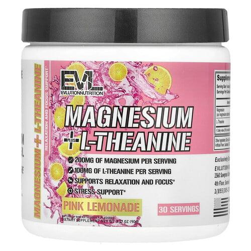 이보루션 뉴트리션 EVLution Nutrition, 마그네슘 + L-테아닌, 핑크 레모네이드, 90g(3.17oz) 상품 이미지