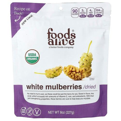 푸드 얼라이브 Foods Alive, 유기농 화이트 멀베리, 227g(8oz)