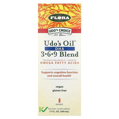 프로라 Flora, Udo's Choice, Udo's Oil DHA 3-6-9 혼합물, 500ml(17fl oz) 상품 이미지
