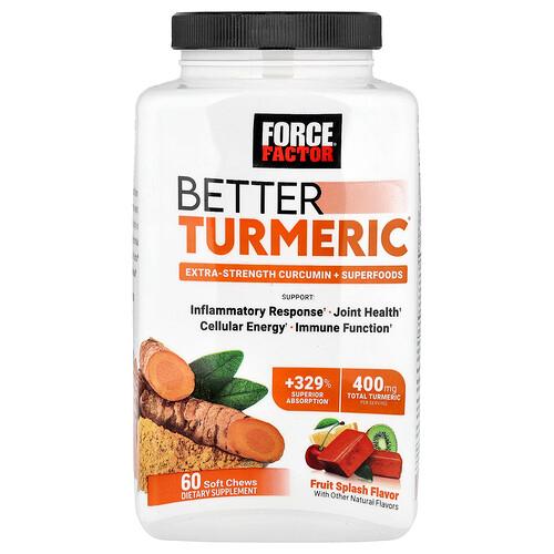 Force Factor, Better Turmeric®, 커큐민 + 슈퍼 푸드, 프루트 스플래시, 소프트츄 60개