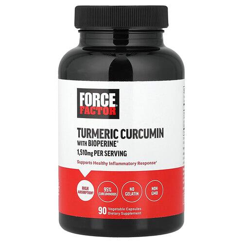 Force Factor, BioPerine® 함유 강황 커큐민, 베지 캡슐 90정