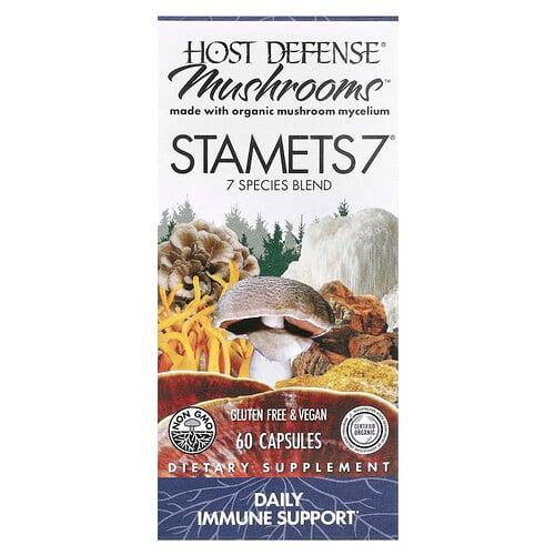 호스트 디펜스 Host Defense, Stamets 7, 데일리 면역 보조제, 식물성 캡슐 60개