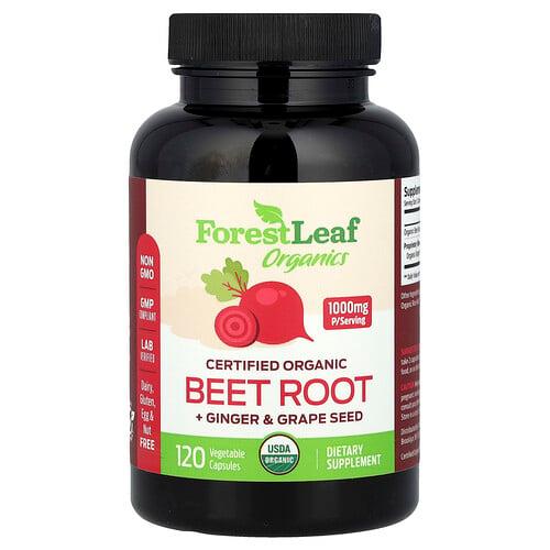 포레스트 리프 Forest Leaf, 유기농 인증 비트 뿌리, 생강 및 포도 씨, 베지 캡슐 120정