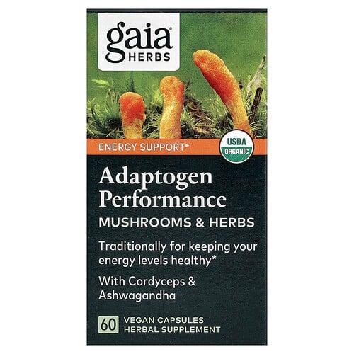 가이아 허브 Gaia Herbs, 버섯 + 허브, 동충하초, 60 식물성 캡슐
