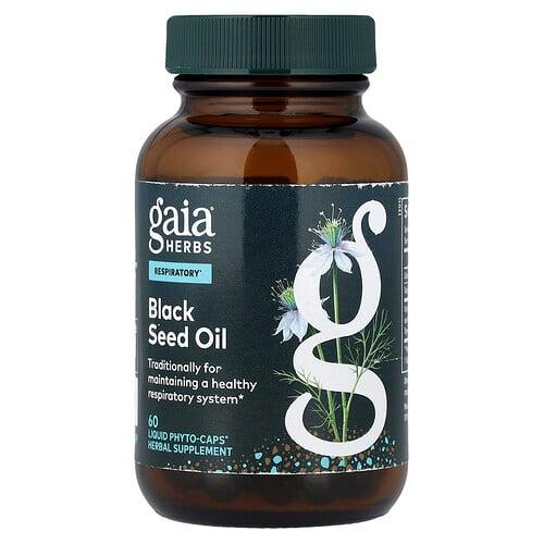 가이아 허브 Gaia Herbs, 블랙 씨오일, Liquid Phyto-Caps® 60정(1정당 200mg) 상품 이미지