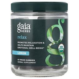 가이아 허브 Gaia Herbs, Relax 구미젤리, 레몬, 비건 구미젤리 45개
