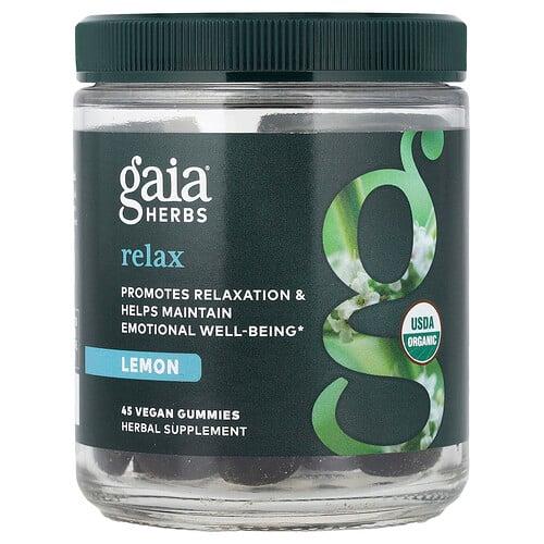 가이아 허브 Gaia Herbs, Relax 구미젤리, 레몬, 비건 구미젤리 45개