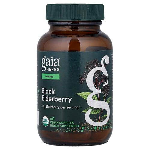 가이아 허브 Gaia Herbs, 블랙 엘더베리, 베지 캡슐 60정