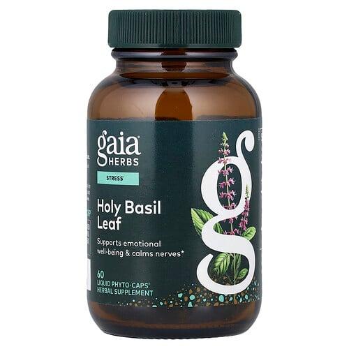 가이아 허브 Gaia Herbs, 홀리 바질 잎, 액상 Phyto-Caps® 60정