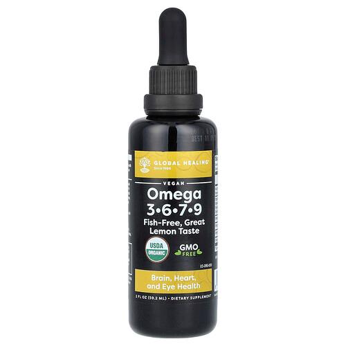 글로벌 힐링 Global Healing, 오메가3, 6, 7, 9, 레몬, 59.2ml(2fl oz)