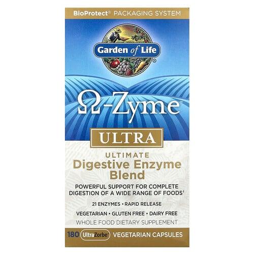가든 오브 라이프 Garden of Life, 오메가 자임 울트라, 궁극의 소화 효소 혼합물, UltraZorbe 베지 캡슣 180정
