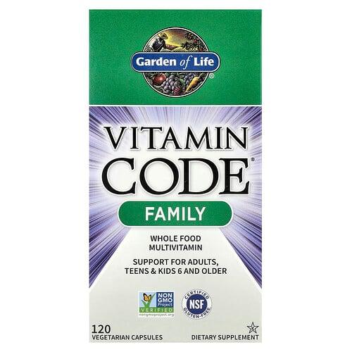 가든 오브 라이프 Garden of Life, Vitamin Code®, 패밀리, 천연 식품 종합비타민, 베지 캡슐 120정 상품 이미지